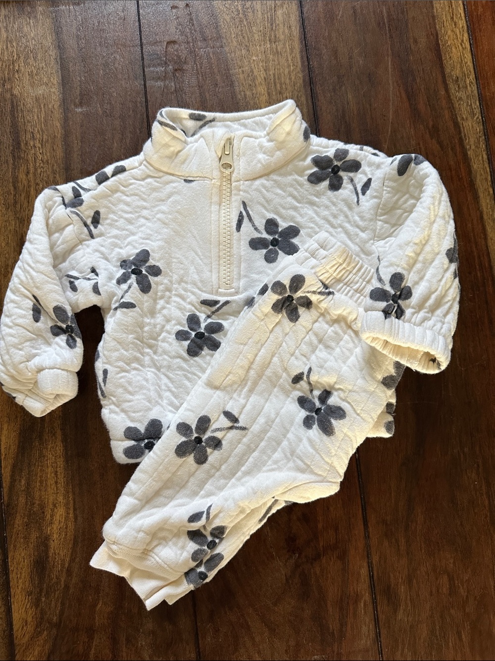 Carter’s Cozy Quilted Baby Set with Gray Floral Print